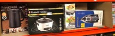 QUANTITY OF KITCHEN & APPLIANCES ITEMS TO INCLUDE RUSSELL HOBBS 27040 LARGE RICE COOKER - UP TO 14 SERVINGS WITH STEAMER BASKET, MEASURING CUP AND SPOON INCLUDED, DISHWASHER SAFE PARTS, 500 W, WHITE: