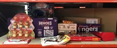 QUANTITY OF FOOD & DRINK ITEMS TO INCLUDE CADBURY HEROES CHOCOLATE BULK SHARE BOX, ASSORTED MINI-SIZE MILK CHOCOLATE BARS, 2 KG (PACK OF 1): LOCATION - D RACK