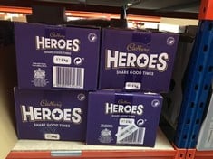 QUANTITY OF FOOD & DRINK ITEMS TO INCLUDE CADBURY HEROES CHOCOLATE BULK SHARE BOX, ASSORTED MINI-SIZE MILK CHOCOLATE BARS, 2 KG (PACK OF 1): LOCATION - D RACK