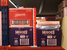 QUANTITY OF FOOD & DRINK ITEMS TO INCLUDE CADBURY HEROES CHOCOLATE BULK SHARE BOX, ASSORTED MINI-SIZE MILK CHOCOLATE BARS, 2 KG (PACK OF 1): LOCATION - D RACK