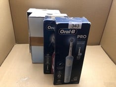 QUANTITY OF ITEMS TO INCLUDE ORAL-B VITALITY PRO ELECTRIC TOOTHBRUSHES ADULTS, 1 HANDLE, 2 TOOTHBRUSH HEADS, 3 BRUSHING MODES INCLUDING SENSITIVE PLUS, BLUE: LOCATION - E RACK