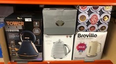 QUANTITY OF ITEMS TO INCLUDE TOWER T10044MNB CAVALETTO PYRAMID KETTLE WITH FAST BOIL, DETACHABLE FILTER, 1.7 LITRE, 3000 W, MIDNIGHT BLUE AND ROSE GOLD: LOCATION - E RACK