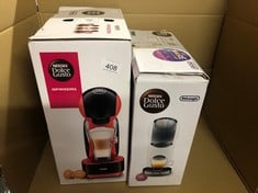 DOLCE GUSTO DELONGHI NESCAFÉ INFINISSIMA POD CAPSULE COFFEE MACHINE, ESPRESSO, CAPPUCCINO AND MORE,1.2 LITERS, EDG260.R, RED & BLACK + DE'LONGHI DOLCE GUSTO EDG225.W GENIO S POD COFFEE MACHINE, COMPA