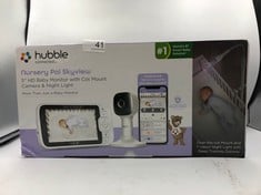 HUBBLE CONNECTED NURSERY PAL SKYVIEW SMART VIDEO BABY MONITOR WIFI CAMERA WITH 5" INCH SCREEN, COT MOUNT, 7 COLOUR NIGHT LIGHT, NIGHT VISION, TWO-WAY TALK, ROOM TEMPERATURE SENSOR AND SMARTPHONE APP.