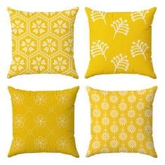 12 X JJ PRIME - YELLOW CUSHION COVERS 45 X 45 | FLORAL CUSHION COVERS | SQUARE PILLOW CASES MUSTARD CUSHION COVER | THROW PILLOW COVERS YELLOW CUSHION COVERS 18X18 WITH INVISIBLE ZIPPERS (YELLOW) -: