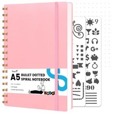 36 X KOOGEL A5 DOTTED NOTEBOOK, BULLET DOT GRID NOTEPAD, WIREBOUND SPIRAL NOTEBOOKS, 300 PAGES/150 SHEETS, PAPER PVC WATERPROOF HARDCOVER THICK PAPER FOR WOMEN MEN WORK OFFICE SCHOOL 14.8 X 21CM (PIN