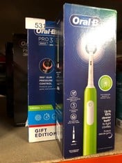 QUANTITY OF HEALTH & BEAUTY ITEMS TO INCLUDE ORAL-B PRO 3 2X ELECTRIC TOOTHBRUSHES FOR ADULTS, GIFTS FOR WOMEN / MEN, 2 HANDLES & 2 CROSS ACTION TOOTHBRUSH HEADS, 3 MODES, TEETH WHITENING,  3900, BLA