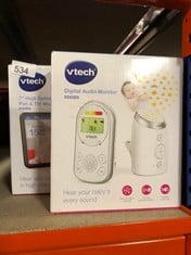 VTECH AM706-1W BABY MONITOR WITH LONG RANGE, UP TO 1,000FT, AUDIO BABY MONITOR WITH CLEAR SOUND, 2-WAY AUDIO TALK, BABY MONITOR WITH VIBRATING SOUND ALERT, GLOW-ON-CEILING NIGHT LIGHT + VTECH VM919HD