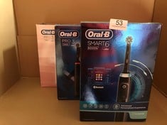 QUANTITY OF ITEMS TO INCLUDE ORAL-B SMART 6 ELECTRIC TOOTHBRUSHES FOR ADULTS, APP CONNECTED HANDLE, 3 TOOTHBRUSH HEADS & TRAVEL CASE, 5 MODES, TEETH WHITENING,  6000N: LOCATION - A RACK