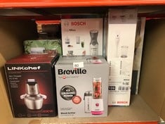 QUANTITY OF ITEMS TO INCLUDE BREVILLE BLEND ACTIVE PERSONAL BLENDER & SMOOTHIE MAKER | 350W | 2 PORTABLE BLEND ACTIVE BOTTLES (600ML) | LEAK PROOF LIDS | WHITE & PINK [VBL248]: LOCATION - A RACK