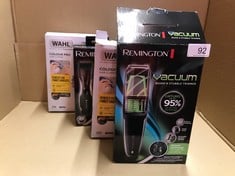 QUANTITY OF ITEMS TO INCLUDE REMINGTON VACUUM BEARD AND STUBBLE TRIMMER (VACUUM TO CATCH TRIMMED HAIR, TITANIUM BLADES, ADJUSTABLE COMB, DETAIL BLADE FOR STYLING AND EDGING, LITHIUM POWER, CORDLESS,