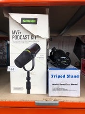 QUANTITY OF TV/AUDIO TO INCLUDE MV7+ PODCAST KIT, INCLUDES ADJUSTABLE GATOR MIC STAND: LOCATION - B