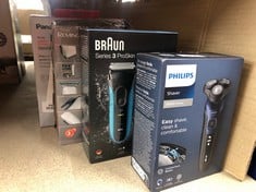 QUANTITY OF HEALTH & BEAUTY ITEMS TO INCLUDE PHILIPS SHAVER SERIES 5000 - WET & DRY ELECTRIC MEN'S SHAVER IN METALLIC BLUE WITH PRECISION TRIMMER AND SOFT POUCH TRAVEL CASE (MODEL S5465/18): LOCATION