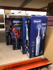 QUANTITY OF HEALTH & BEAUTY ITEMS TO INCLUDE ORAL-B VITALITY PRO ELECTRIC TOOTHBRUSHES ADULTS, 1 HANDLE, 2 TOOTHBRUSH HEADS, 3 BRUSHING MODES INCLUDING SENSITIVE PLUS, BLUE: LOCATION - B