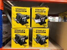 4 X STANLEY 183065 MAXSTEEL LIGHT-DUTY VICE 100MM 4 -INCH, 1110 KG, SILVER.: LOCATION - B