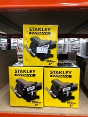 3 X STANLEY 183065 MAXSTEEL LIGHT-DUTY VICE 100MM 4 -INCH, 1110 KG, SILVER.: LOCATION - B