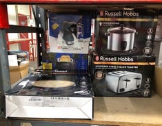 QUANTITY OF KITCHEN & APPLIANCES ITEMS TO INCLUDE RUSSELL HOBBS ELECTRIC RICE COOKER & STEAMER - 1.8L (10 CUP) KEEP WARM FUNCTION, REMOVABLE NON STICK BOWL, EASY TO CLEAN, STEAMER BASKET, MEASURING C