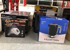 QUANTITY OF KITCHEN & APPLIANCES ITEMS TO INCLUDE RUSSELL HOBBS INSPIRE ELECTRIC 1.7L CORDLESS KETTLE (FAST BOIL 3KW, BLACK PREMIUM TEXTURED PLASTIC, HIGH GLOSS FINISH, REMOVABLE WASHABLE ANTI-SCALE