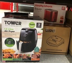 QUANTITY OF KITCHEN & APPLIANCES ITEMS TO INCLUDE TOWER T17025 VORTX COMPACT AIR FRYER WITH RAPID AIR CIRCULATION, 30-MINUTE TIMER, 1.5L, 900W, BLACK: LOCATION - C