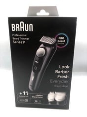 BRAUN BEARD TRIMMER SERIES 9 BT9441, BEARD TRIMMER MEN RECHARGEABLE, TRIMMER WITH BARBER TOOLS AND 180-MIN RUNTIME, HAIR AND BEARD TRIMMERS FOR MEN, BLACK.: LOCATION - TOP 50 RACK