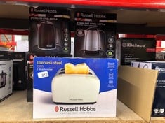 QUANTITY OF KITCHEN & APPLIANCES ITEMS TO INCLUDE RUSSELL HOBBS 2 SLICE LIFT & LOOK TOASTER (LONGER SLOTS, 6 BROWNING LEVELS, DEFROST/REHEAT/CANCEL FUNCTION, REMOVABLE CRUMB TRAY, 1670W, CREAM & STAI