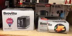 QUANTITY OF KITCHEN & APPLIANCES ITEMS TO INCLUDE BREVILLE BOLD BLACK 2-SLICE TOASTER WITH HIGH-LIFT & WIDE SLOTS, BLACK & SILVER CHROME [VTR001]: LOCATION - C