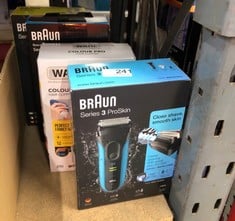 QUANTITY OF HEALTH & BEAUTY ITEMS TO INCLUDE BRAUN SERIES 3 PROSKIN ELECTRIC SHAVER, ELECTRIC RAZOR FOR MEN WITH POP UP PRECISION TRIMMER, BLACK/BLUE RAZOR: LOCATION - C