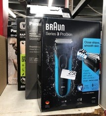 QUANTITY OF HEALTH & BEAUTY ITEMS TO INCLUDE BRAUN SERIES 3 PROSKIN ELECTRIC SHAVER, ELECTRIC RAZOR FOR MEN WITH POP UP PRECISION TRIMMER, BLACK/BLUE RAZOR: LOCATION - C