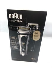 BRAUN SERIES 9 PRO ELECTRIC SHAVER WITH 3+1 HEAD, PROLIFT TRIMMER, CHARGING STAND & TRAVEL CASE, SONIC TECHNOLOGY,  9417S.: LOCATION - TOP 50 RACK