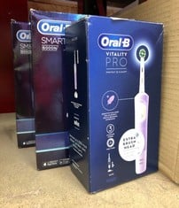 QUANTITY OF HEALTH & BEAUTY ITEMS TO INCLUDE ORAL-B SMART 6 ELECTRIC TOOTHBRUSHES FOR ADULTS, APP CONNECTED HANDLE, 3 TOOTHBRUSH HEADS & TRAVEL CASE, 5 MODES, TEETH WHITENING,  6000N: LOCATION - D