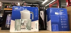 QUANTITY OF KITCHEN & APPLIANCES ITEMS TO INCLUDE RUSSELL HOBBS INSPIRE 2 SLICE TOASTER (EXTRA WIDE SLOTS, HIGH LIFT FEATURE, 6 BROWNING LEVELS, FROZEN/CANCEL/REHEAT FUNCTION WITH BLUE LED ILLUMINATI