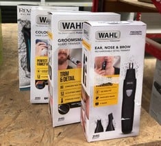 QUANTITY OF HEALTH & BEAUTY ITEMS TO INCLUDE WAHL COLOUR PRO CORDED CLIPPER, HEAD SHAVER, MEN'S HAIR CLIPPERS, COLOUR CODED GUIDES, FAMILY AT HOME HAIRCUTTING: LOCATION - E