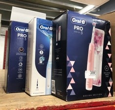 QUANTITY OF HEALTH & BEAUTY ITEMS TO INCLUDE ORAL-B PRO SERIES 3 BLUE ELECTRIC TOOTHBRUSH, 1 TOOTHBRUSH HEAD, 1 TRAVEL CASE, DESIGNED BY BRAUN: LOCATION - E