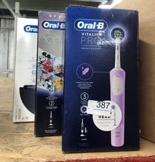 QUANTITY OF HEALTH & BEAUTY ITEMS TO INCLUDE ORAL-B PRO KIDS ELECTRIC TOOTHBRUSH, 1 TOOTHBRUSH HEAD, X4 DISNEY STICKERS, 1 TRAVEL CASE, 2 MODES WITH KID-FRIENDLY SENSITIVE MODE, AGES 3+,  SPECIAL EDI