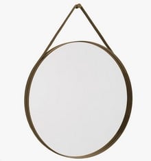 HAY LIGHT BROWN STRAP MIRROR (SEALED) RRP £350: LOCATION - TOP 50 RACK