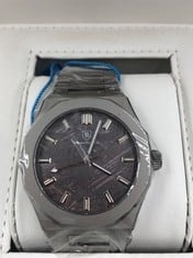 MENS BERNARD REINHARDT AUTOMATIC WATCH - JAPAN MOVEMENT - METEORITE DESIGN DIAL - STAINLESS STEEL CASE AND STRAP - 5 ATM WATER RESISTANT - RRP £960: LOCATION - TOP 50 RACK