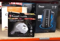 QUANTITY OF KITCHEN & APPLIANCES ITEMS TO INCLUDE RUSSELL HOBBS FOOD COLLECTION ELECTRIC HAND MIXER WITH 6 SPEEDS, EASY RELEASE BUTTON, FINGERTIP SPEED CONTROL, CHROME BEATERS, WRAP AROUND CORD STORA