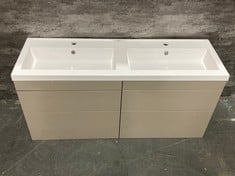 NUIE ATHENA 1200MM STONE GREY 2 DRAWER WALL HUNG VANITY UNIT
DECO 1200MM DOUBLE POLYMARBLE MID-EDGE BASIN - WHITE - RRP £1070