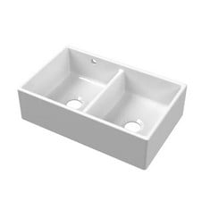 NUIE FIRECLAY BUTLER SINK STEPPED WEIR & OVERFLOW 795MM X 500MM X 220MM - WHITE - RRP £425