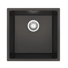 ELLSI COMITE UNDERMOUNT 1.0 BOWL KITCHEN SINK AND WASTE WITH OVERFLOW 440MM L X 440MM W - GLOSS BLACK - RRP £180