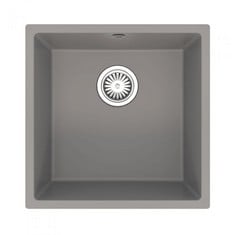 ELLSI COMITE UNDERMOUNT 1.0 BOWL KITCHEN SINK AND WASTE WITH OVERFLOW 440MM L X 440MM W - MATT GREY - RRP £177