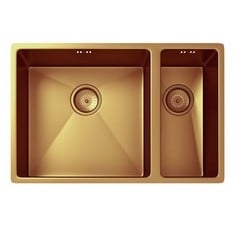 ELLSI ELITE UNDERMOUNT 1.5 BOWL KITCHEN SINK AND DRAINER WITH WASTE 670MM L X 440MM W - BRUSHED COPPER - RRP £470