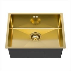 ELLSI ELITE UNDERMOUNT 1.0 BOWL KITCHEN SINK WITH WASTE AND OVERFLOW 540MM L X 440MM W - BRUSHED BRASS - RRP £259