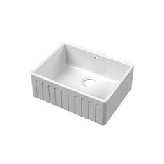 NUIE FIRECLAY BUTLER SINK FLUTED WITH OVERFLOW 595MM X 450MM X 220MM - WHITE - RRP £325