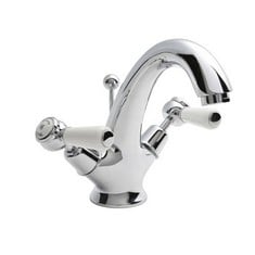 OLD LONDON WHITE TOPAZ WITH LEVER HANDLE MONO BASIN MIXER - CHROME / WHITE - RRP £381