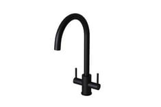 CEKI TWIN LEVER KITCHEN TAP MATT BLACK - RRP £165