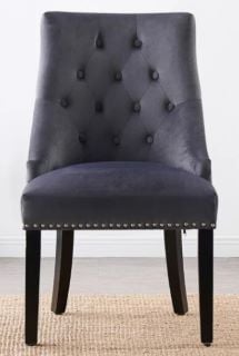 WINDSOR LUX DARK GREY VELVET DINING CHAIR - RRP £120