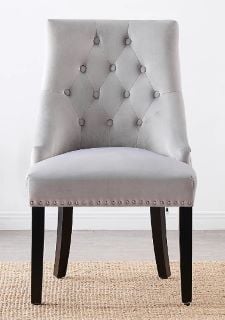 GREY WINDSOR KNOCKER BACK VELVET DINING CHAIR