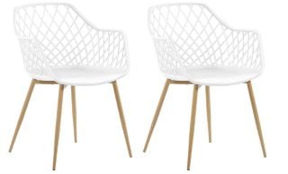 BELIANI WHITE GARDEN CHAIR SET RRP £99