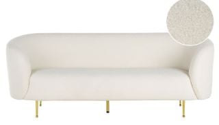 BELIANI 3 SEATSER BOUCLE SOFA WHITE LOEN - RRP £640